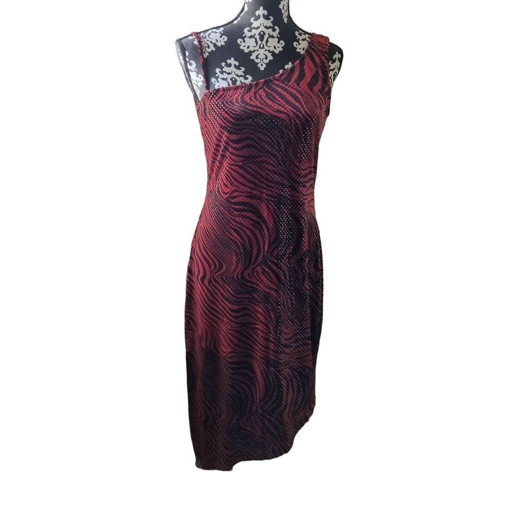 My Michelle Red/Black One Shoulder Asymmetrical Hem Dress Size Large‎